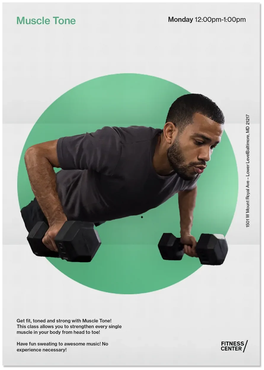 Muscle Tone class flyer, green circle version