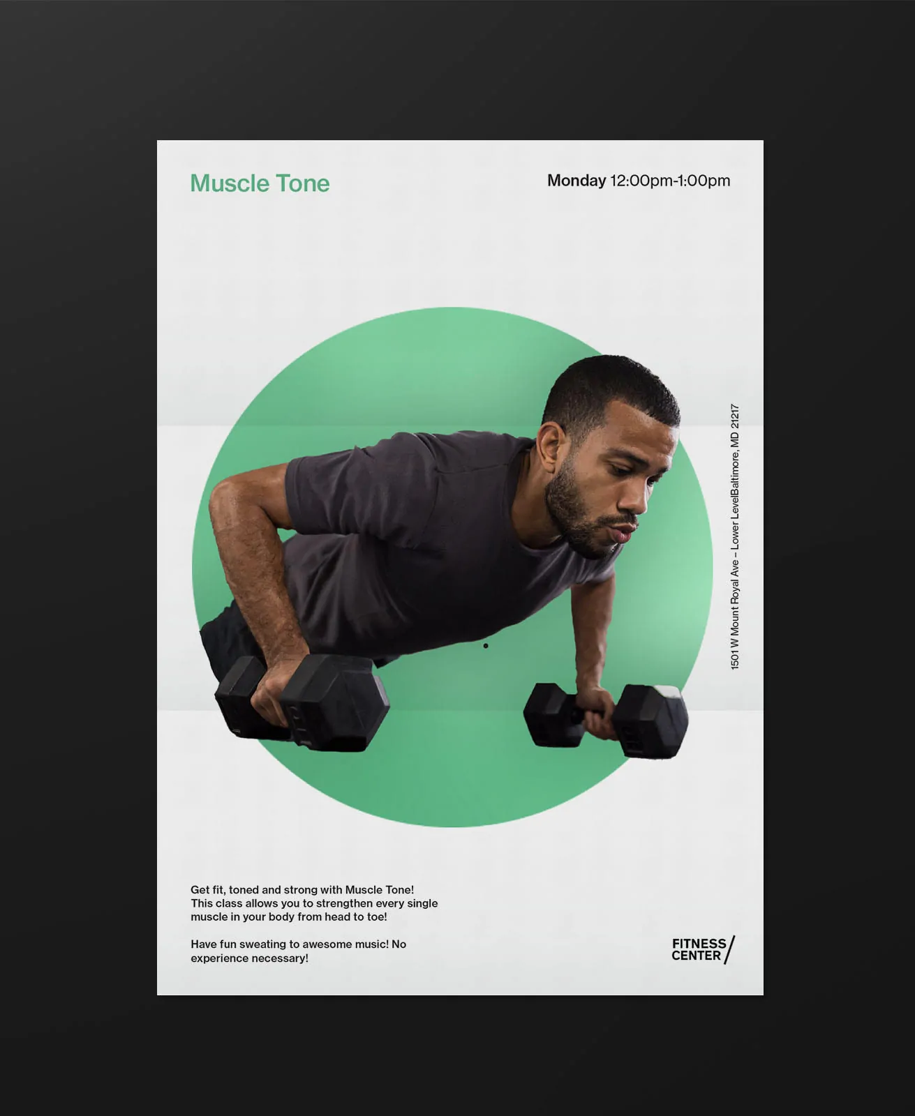 Muscle Tone class flyer printed and photographed