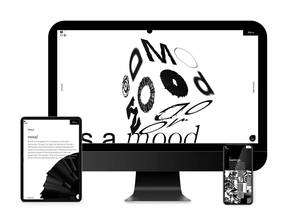The Mood site across desktop, tablet and phone