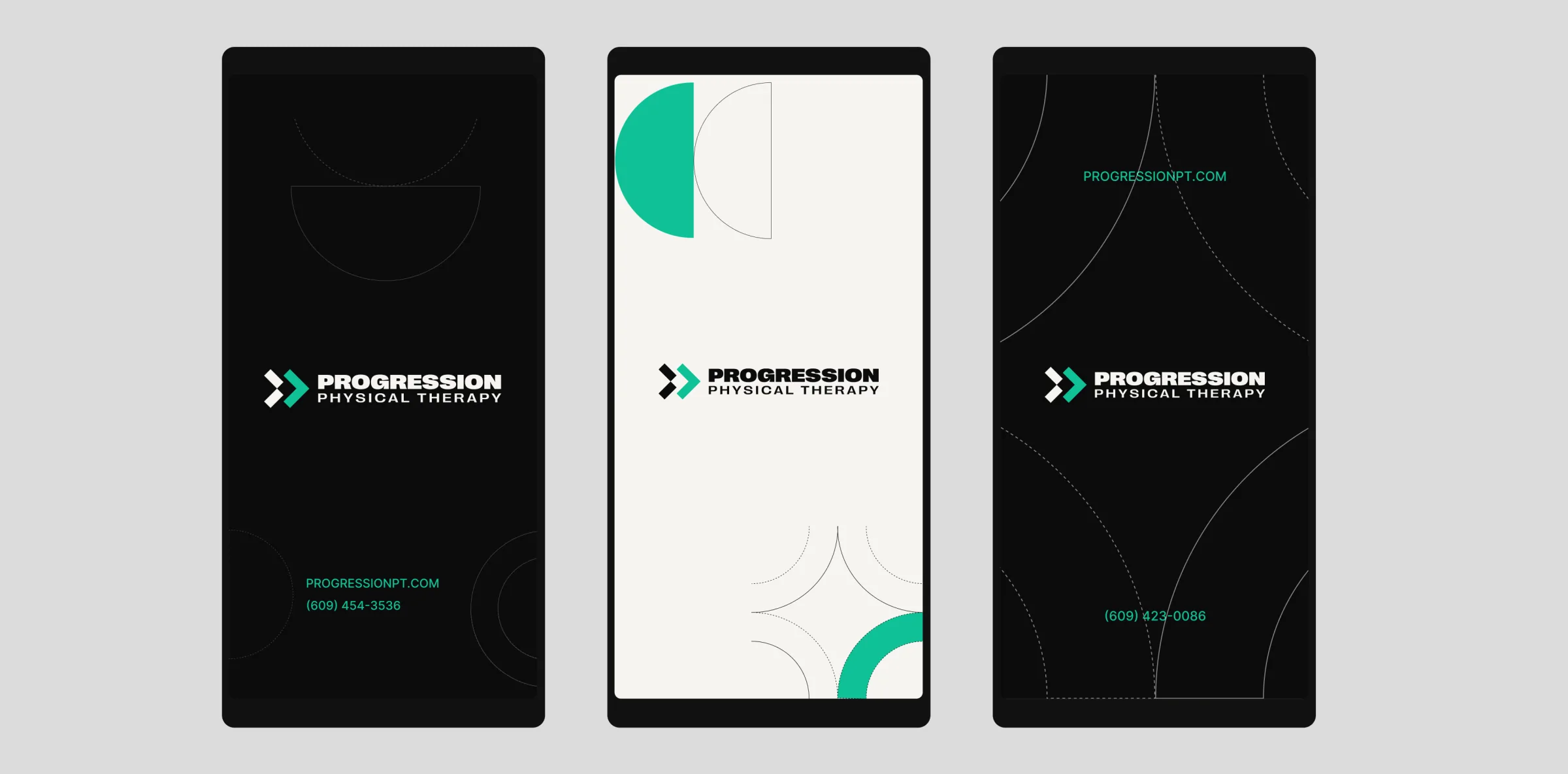 Three story templates in black, warm white and black